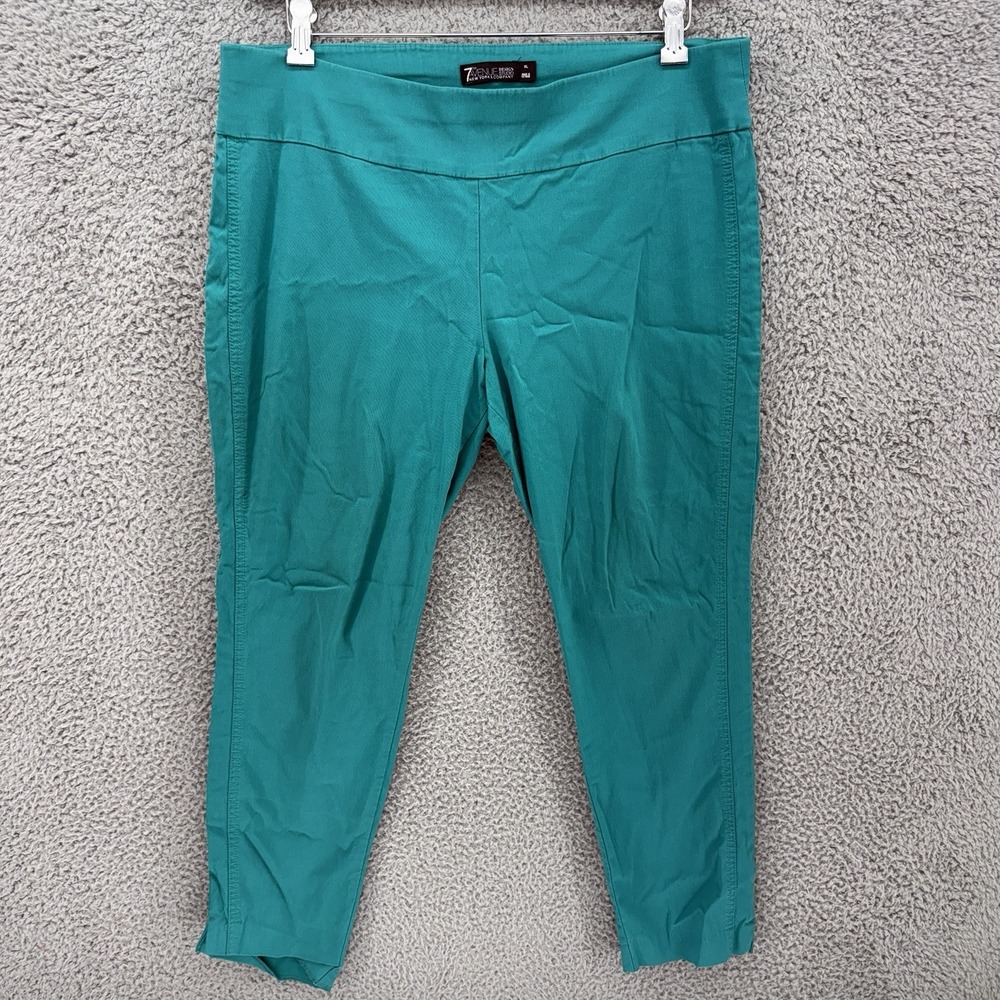 7th Avenue Design Studio Pants Women XL Teal Green Stretch Waist Mid Rise‎ READ